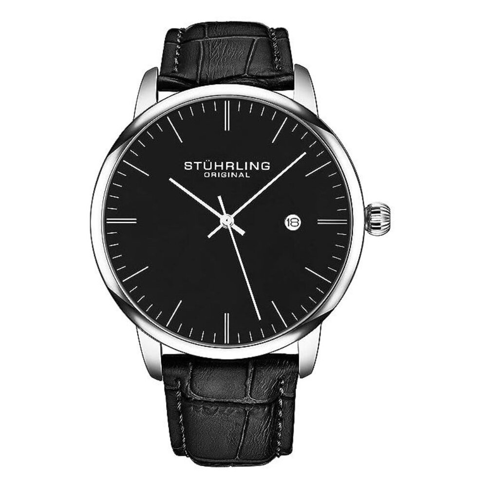 Stuhrling Original Black Leather Watch NIB
